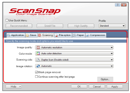 ScanSnap Setup Window