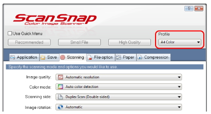 ScanSnap Setup Window