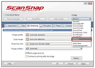 ScanSnap Setup Window