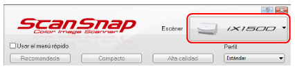 Ventana de configuración de ScanSnap