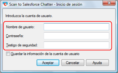 Scan to Salesforce Chatter - Inicio de sesión