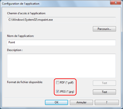 Configuration de l'application