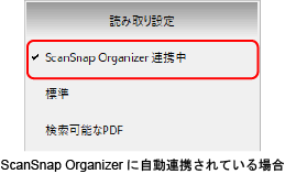 ScanSnap Organizer に自動連携されている場合