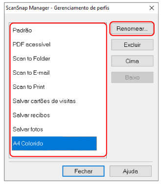 ScanSnap Manager - Gerenciamento de perfis