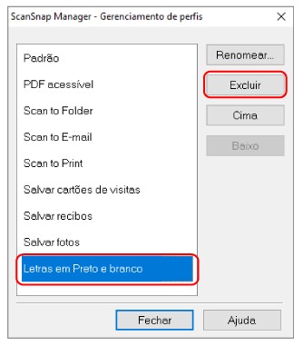 ScanSnap Manager - Gerenciamento de perfis