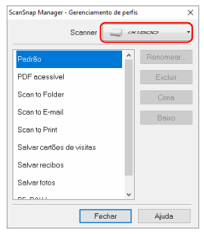 ScanSnap Manager - Gerenciamento de perfis