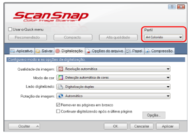 Janela ScanSnap Setup
