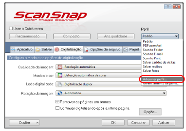 Janela ScanSnap Setup