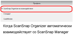 Когда ScanSnap Organizer автоматически взаимодействует со ScanSnap Manager