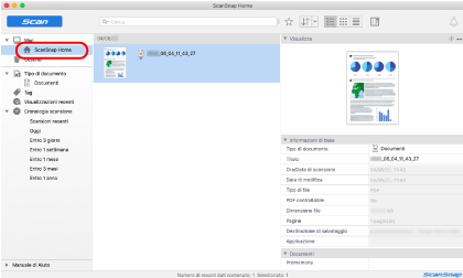 Finestra principale di ScanSnap Home