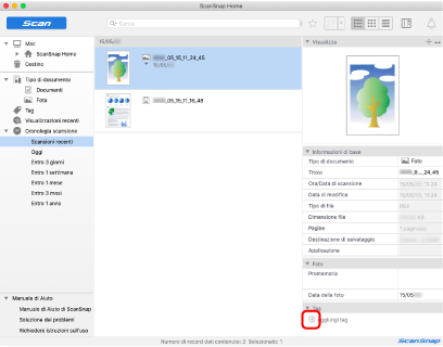 Finestra principale di ScanSnap Home