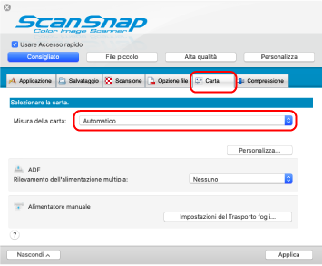 Finestra ScanSnap Setup