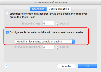 Opzione modalità scansione