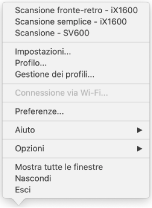 Menu di ScanSnap Manager