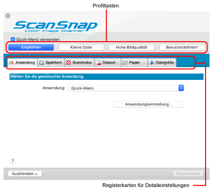 ScanSnap Setup Fenster