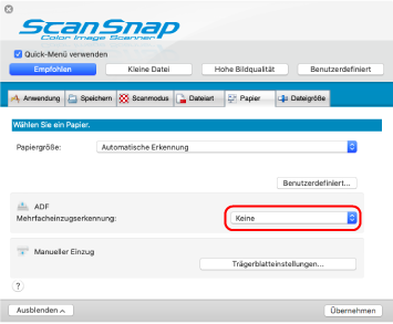 ScanSnap Setup Fenster