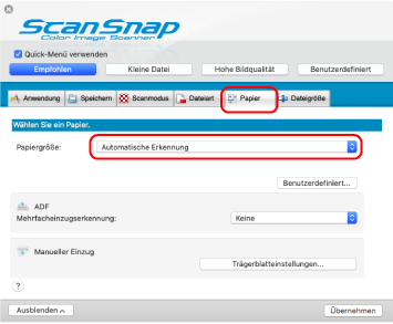 ScanSnap Setup Fenster