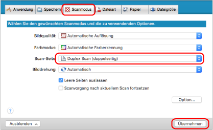 ScanSnap Setup Fenster
