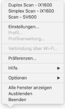 ScanSnap Manager Menü