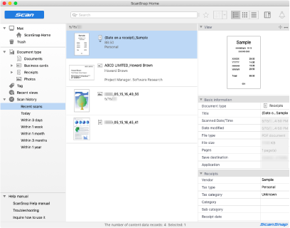 Main Window of ScanSnap Home