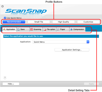 ScanSnap Setup Window
