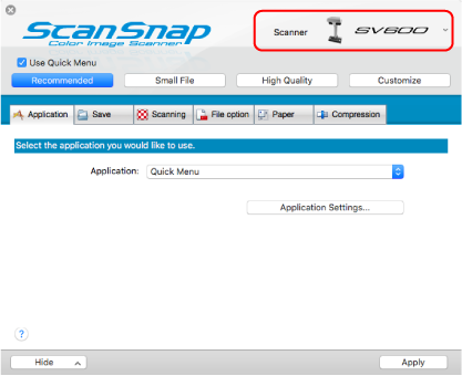 ScanSnap Setup Window