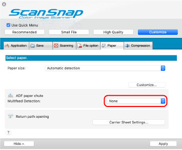 ScanSnap Setup Window