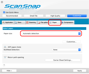 ScanSnap Setup Window