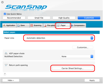 ScanSnap Setup Window