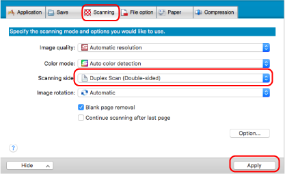 ScanSnap Setup Window