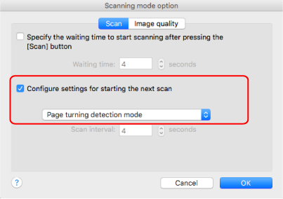 Scanning mode option