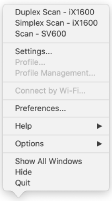 ScanSnap Manager Menu