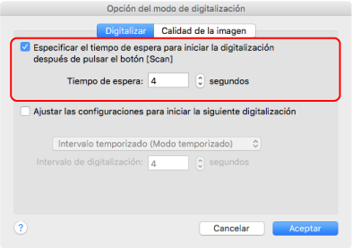 Opción del modo de digitalización