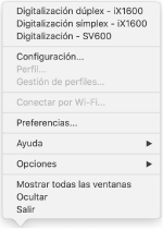 Menú de ScanSnap Manager
