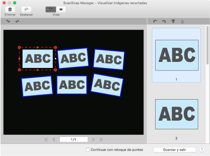 ScanSnap Manager - Visualizar imágenes recortadas