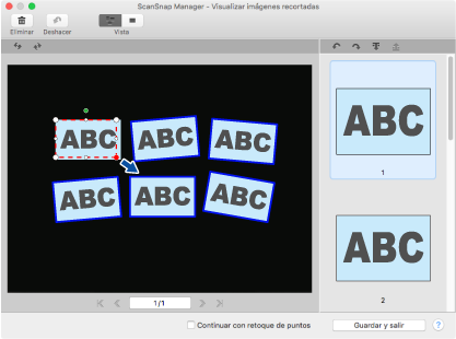 ScanSnap Manager - Visualizar imágenes recortadas