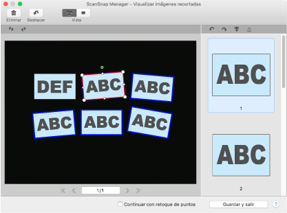 ScanSnap Manager - Visualizar imágenes recortadas