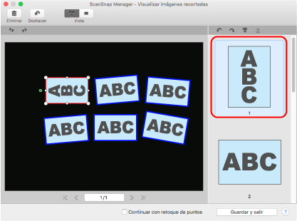 ScanSnap Manager - Visualizar imágenes recortadas