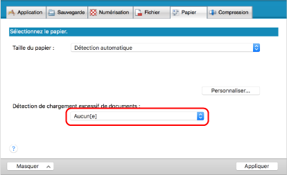 Fenêtre Configuration du ScanSnap