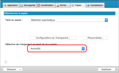 Fenêtre Configuration du ScanSnap