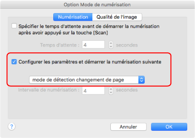 Option Mode de numérisation