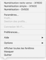 Menu ScanSnap Manager
