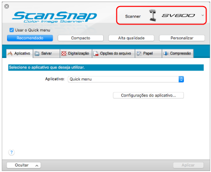 Janela ScanSnap Setup