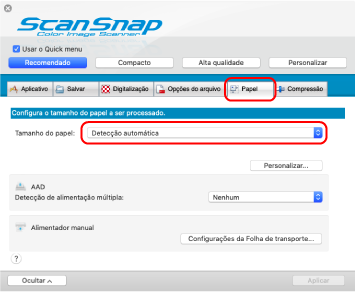 Janela ScanSnap Setup