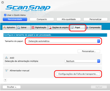 Janela ScanSnap Setup