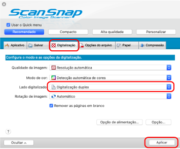 Janela ScanSnap Setup
