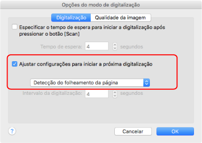 Opções do modo de digitalização