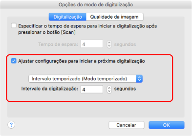 Opções do modo de digitalização