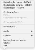 Menu ScanSnap Manager