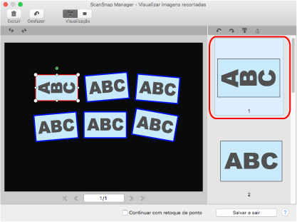 ScanSnap Manager - Visualizar imagens recortadas